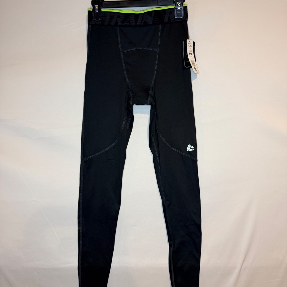 RBX Pro Training Tights Mens Small Black Compression Running Leggings X-Dri NWT